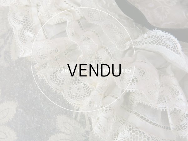 画像17: アンティーク ドール用 布花＆リボン付 レースのボネ (17)