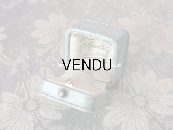 画像2: アンティーク  金彩入り リングボックス ジュエリーボックス グレイッシュブルー (2)