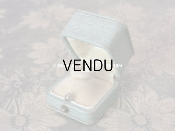 画像10: アンティーク  金彩入り リングボックス ジュエリーボックス グレイッシュブルー (10)