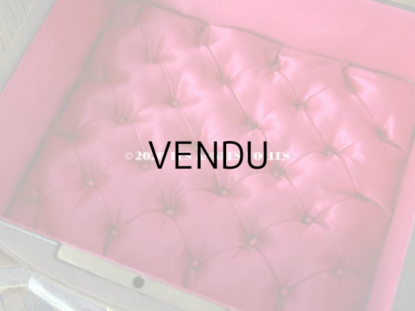 画像9: アンティーク 本革製 大きなジュエリーケース 金彩入り 薔薇＆リボンのガーランド  (9)