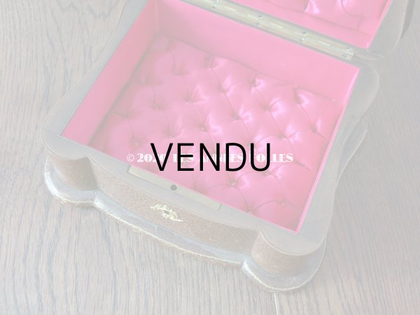 画像7: アンティーク 本革製 大きなジュエリーケース 金彩入り 薔薇＆リボンのガーランド  (7)