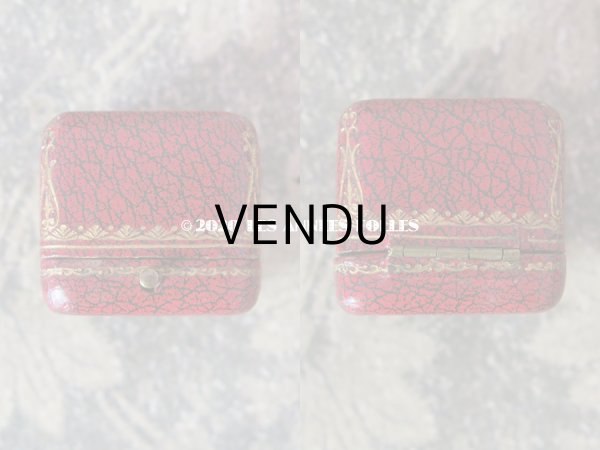 画像4: アンティーク  金彩入り リングボックス ジュエリーボックス レッド (4)