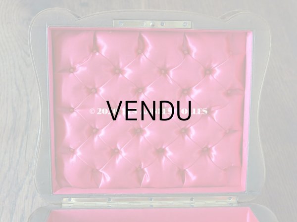 画像8: アンティーク 本革製 大きなジュエリーケース 金彩入り 薔薇＆リボンのガーランド  (8)