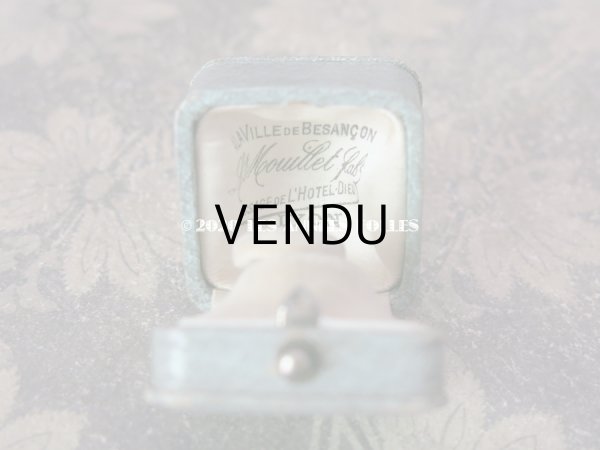 画像8: アンティーク  金彩入り リングボックス ジュエリーボックス グレイッシュブルー (8)