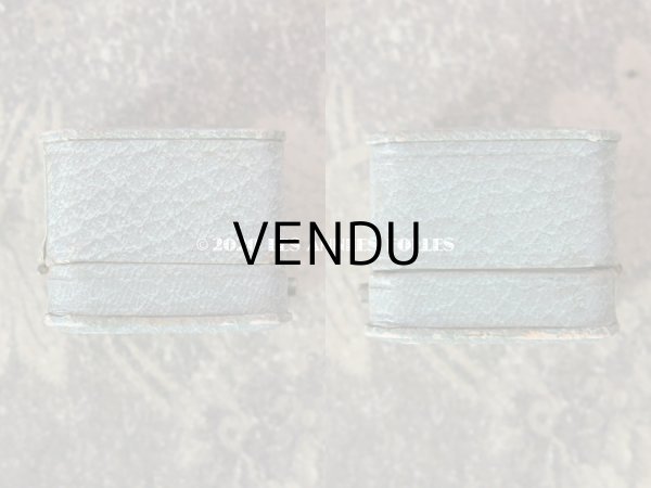 画像7: アンティーク  金彩入り リングボックス ジュエリーボックス グレイッシュブルー (7)