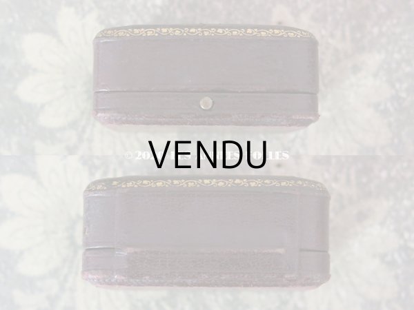 画像5: アンティーク  本革製 金彩入り ジュエリーボックス ブラウン (5)