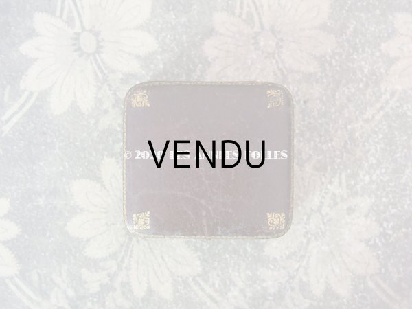 画像3: アンティーク  本革製 金彩入り ジュエリーボックス ブラウン (3)