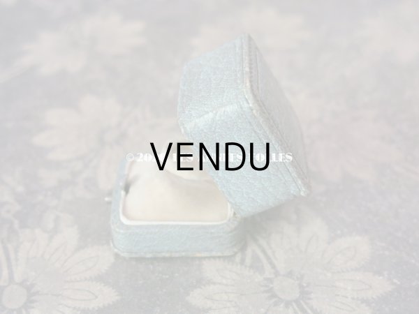 画像9: アンティーク  金彩入り リングボックス ジュエリーボックス グレイッシュブルー (9)