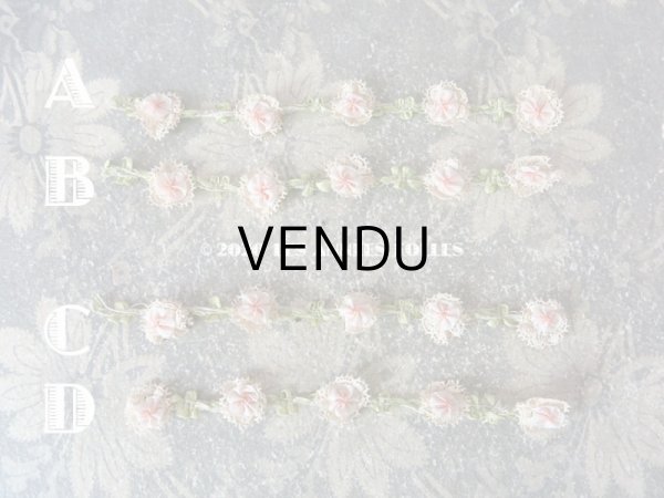 画像4: 1900年代 アンティーク パウダーピンクのロココトリム レース付き ロココリボン  (4)