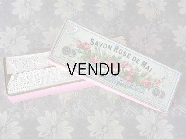 画像2: アンティーク 薔薇のソープボックス レースペーパー付き SAVON ROSE DE MAI - VIBERT FRERES PARIS - (2)