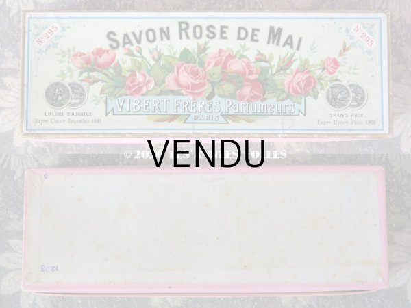 画像4: アンティーク 薔薇のソープボックス レースペーパー付き SAVON ROSE DE MAI - VIBERT FRERES PARIS - (4)
