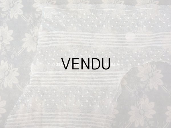 画像5: 1920年代 アンティーク ドット & ストライプ柄　チュールレース L字型 オフホワイト (5)