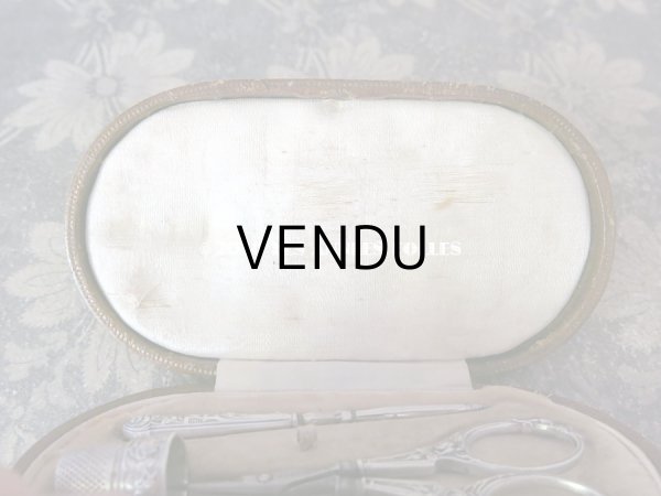 画像4: 1900年代 アンティーク シルバー製 薔薇の裁縫道具セット  (4)