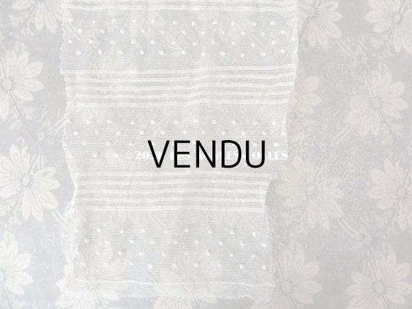 画像4: 1920年代 アンティーク ドット & ストライプ柄　チュールレース L字型 オフホワイト (4)