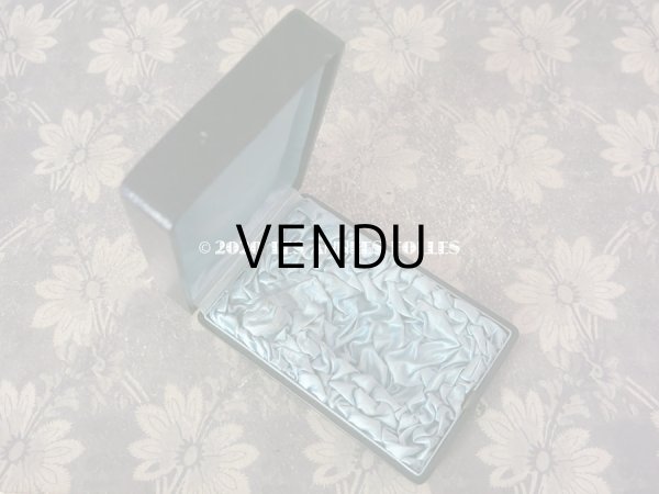 画像4: １９世紀末 アンティーク 本革製 ジュエリーボックス シルクサテン スモーキーブルー  (4)