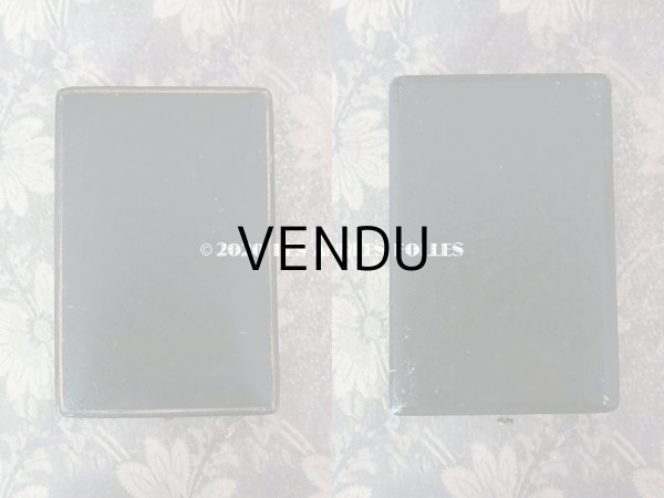 画像6: １９世紀末 アンティーク 本革製 ジュエリーボックス シルクサテン スモーキーブルー  (6)