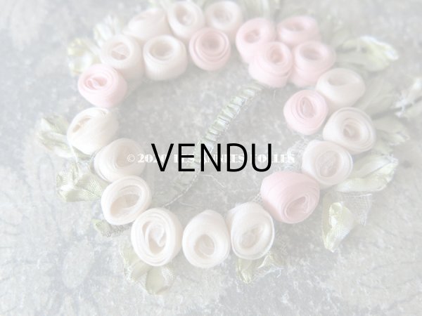 画像6: アンティーク シルク製 シルクシフォンの薔薇 ロココモチーフ 淡いピンクの薔薇のリース (6)