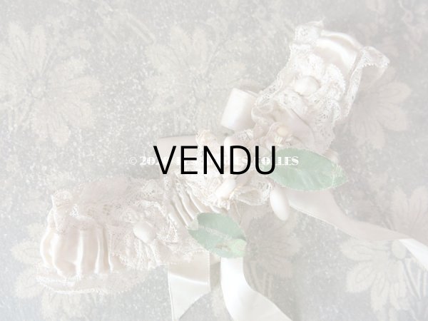 画像3: 1900年代 アンティーク 花嫁の靴下どめ ワックスフラワー ジャルティエ (3)