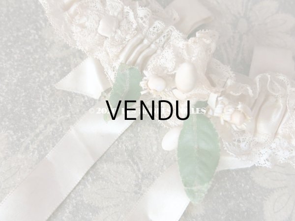 画像6: 1900年代 アンティーク 花嫁の靴下どめ ワックスフラワー ジャルティエ (6)