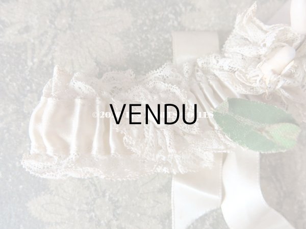 画像4: 1900年代 アンティーク 花嫁の靴下どめ ワックスフラワー ジャルティエ (4)