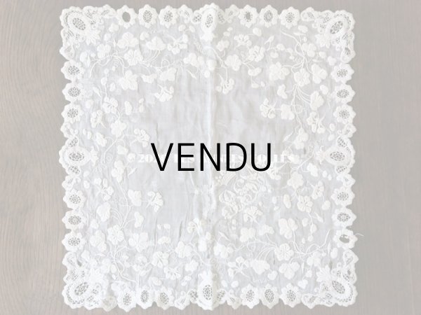 画像7: 19世紀 アンティーク  結婚式のハンカチ 王冠とモノグラム入り ホワイトワーク (7)