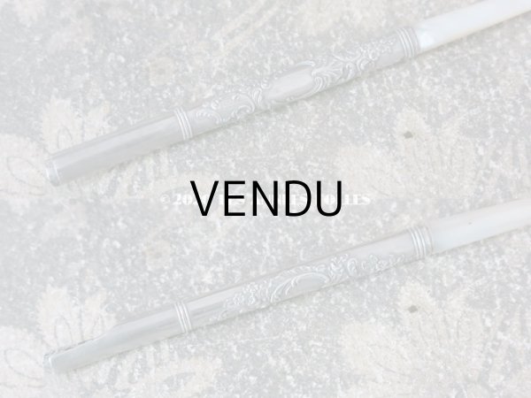 画像4: 1900年代 アンティーク ロカイユ装飾のペン軸 シルバー&マザー・オブ・パール製  (4)