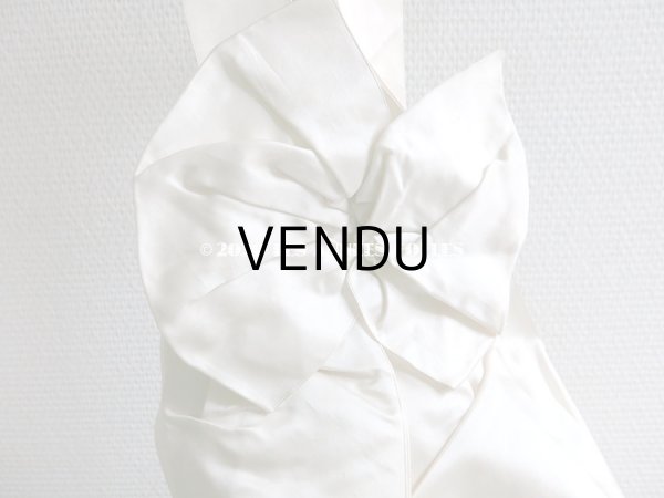 画像4: アンティーク ウェディングドレスの大きなシルクサテンのリボン オフホワイト 95.5×33cm (4)