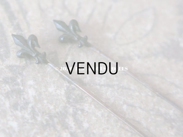 画像4: 1900年代 アンティーク 百合の紋章の小さなエパングル 黒 フレンチジェット 6ピースのセット (4)