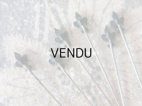 画像5: 1900年代 アンティーク 百合の紋章の小さなエパングル 黒 フレンチジェット 6ピースのセット (5)