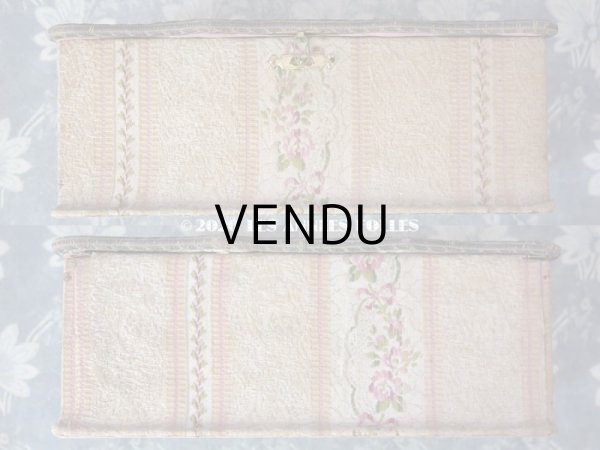 画像5: 1900年代 アンティーク ジャガード織  カルトナージュボックス 裁縫箱 (5)