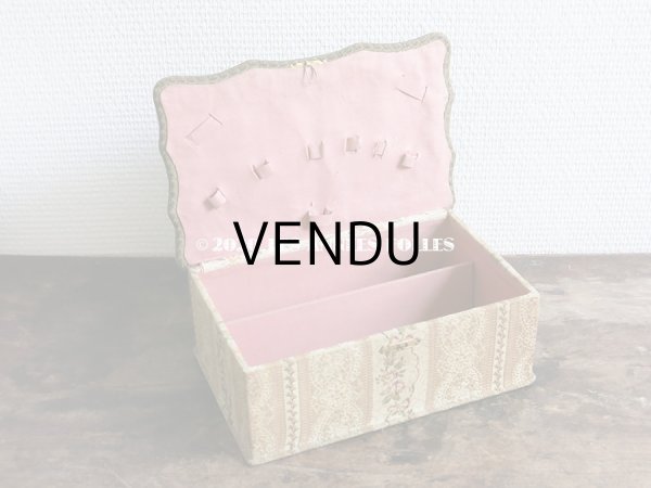 画像9: 1900年代 アンティーク ジャガード織  カルトナージュボックス 裁縫箱 (9)