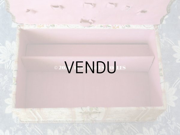 画像8: 1900年代 アンティーク ジャガード織  カルトナージュボックス 裁縫箱 (8)