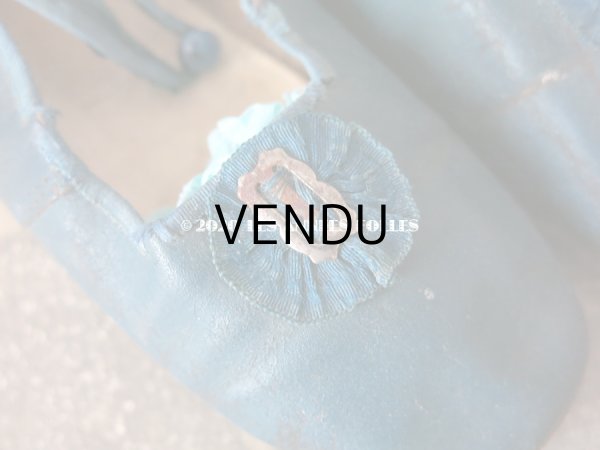 画像4: 1900年代 アンティーク 子供用 レザーシューズ  スモーキーブルー (4)