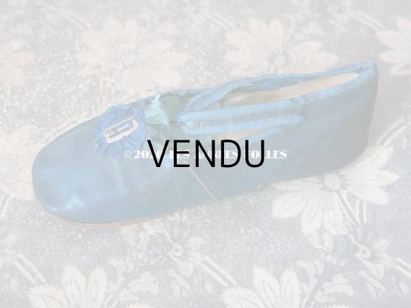 画像15: 1900年代 アンティーク 子供用 レザーシューズ  スモーキーブルー (15)