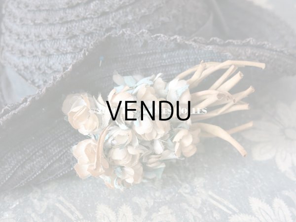 画像9: アンティーク 小さな女の子用 布花 & リボン付 ストローハット  (9)