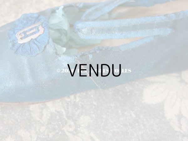 画像16: 1900年代 アンティーク 子供用 レザーシューズ  スモーキーブルー (16)