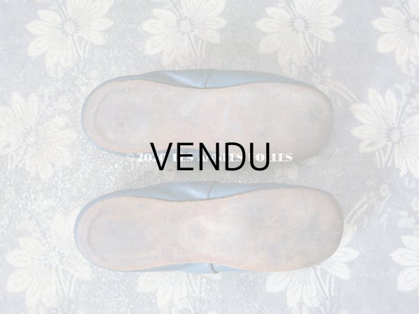 画像9: 1900年代 アンティーク 子供用 レザーシューズ  スモーキーブルー (9)