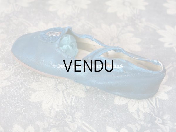 画像11: 1900年代 アンティーク 子供用 レザーシューズ  スモーキーブルー (11)