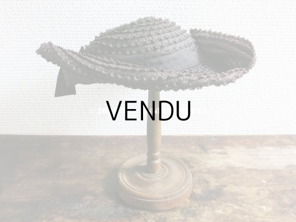 画像4: アンティーク 小さな女の子用 布花 & リボン付 ストローハット  (4)