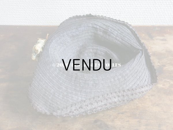 画像7: アンティーク 小さな女の子用 布花 & リボン付 ストローハット  (7)