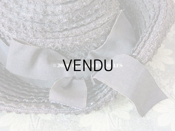 画像10: アンティーク 小さな女の子用 布花 & リボン付 ストローハット  (10)