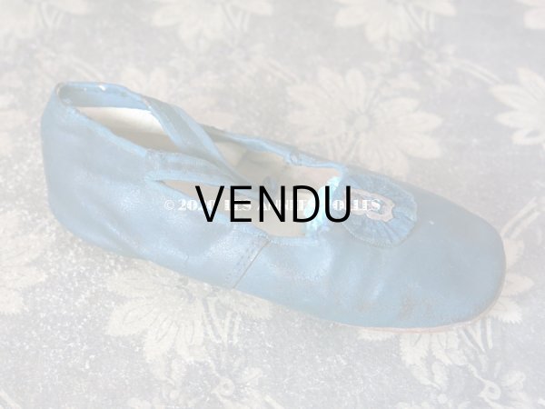 画像10: 1900年代 アンティーク 子供用 レザーシューズ  スモーキーブルー (10)