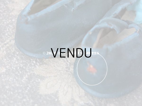 画像8: 1900年代 アンティーク 子供用 レザーシューズ  スモーキーブルー (8)