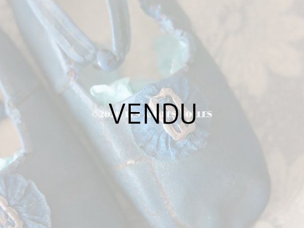 画像5: 1900年代 アンティーク 子供用 レザーシューズ  スモーキーブルー (5)