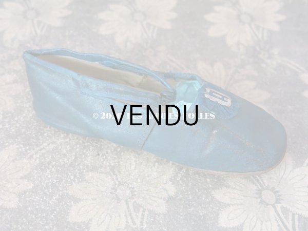 画像14: 1900年代 アンティーク 子供用 レザーシューズ  スモーキーブルー (14)