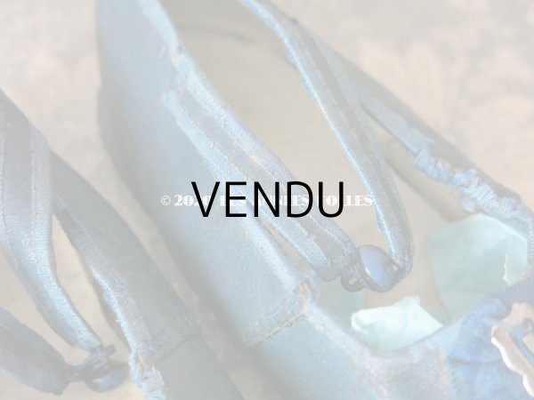 画像7: 1900年代 アンティーク 子供用 レザーシューズ  スモーキーブルー (7)