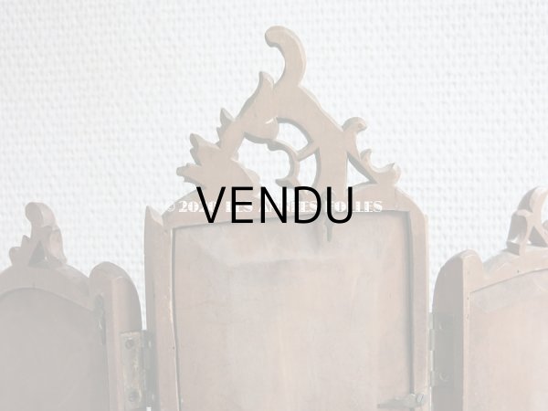 画像14: 19世紀末 アンティーク ロカイユ装飾のフォトフレーム 3面 木製 (14)