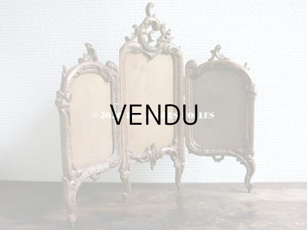 画像3: 19世紀末 アンティーク ロカイユ装飾のフォトフレーム 3面 木製 (3)