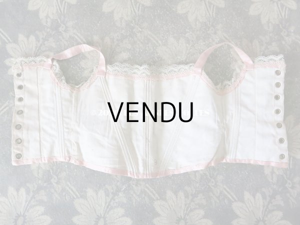 画像4: アンティーク ドール用 コルセット ピンクのシルクサテン (4)