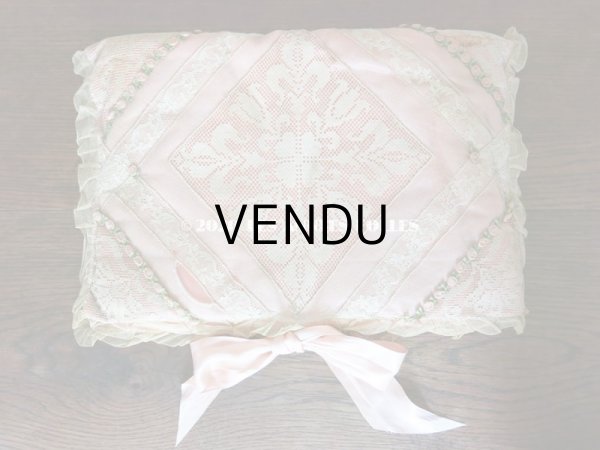 画像3: アンティーク ロココトリム付き ハンキーケース　ポシェット ピンク (3)